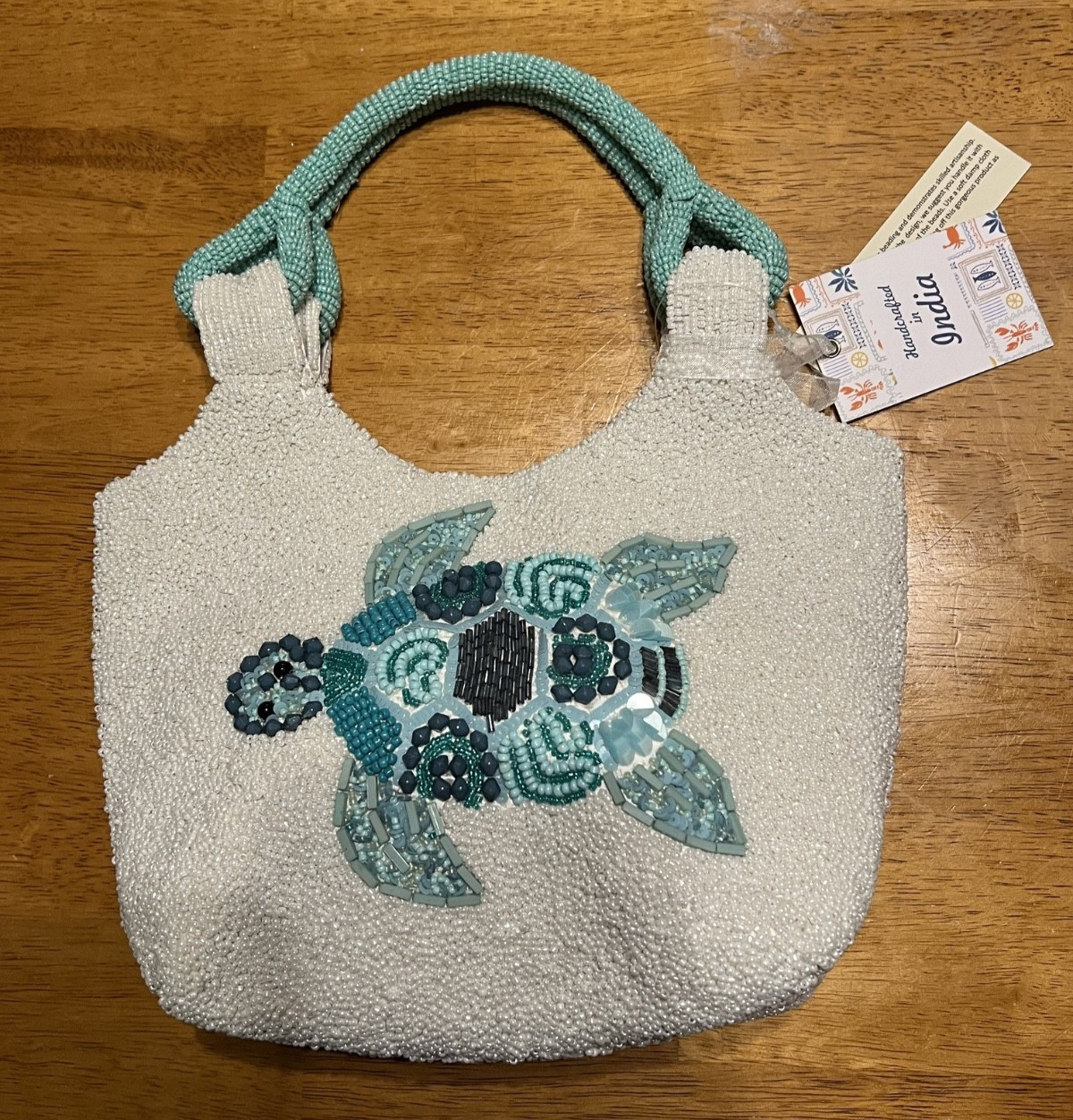 Viral Turtle White Beaded Bag Made in India TJMaxx Marshall’s Tiktok New NWT