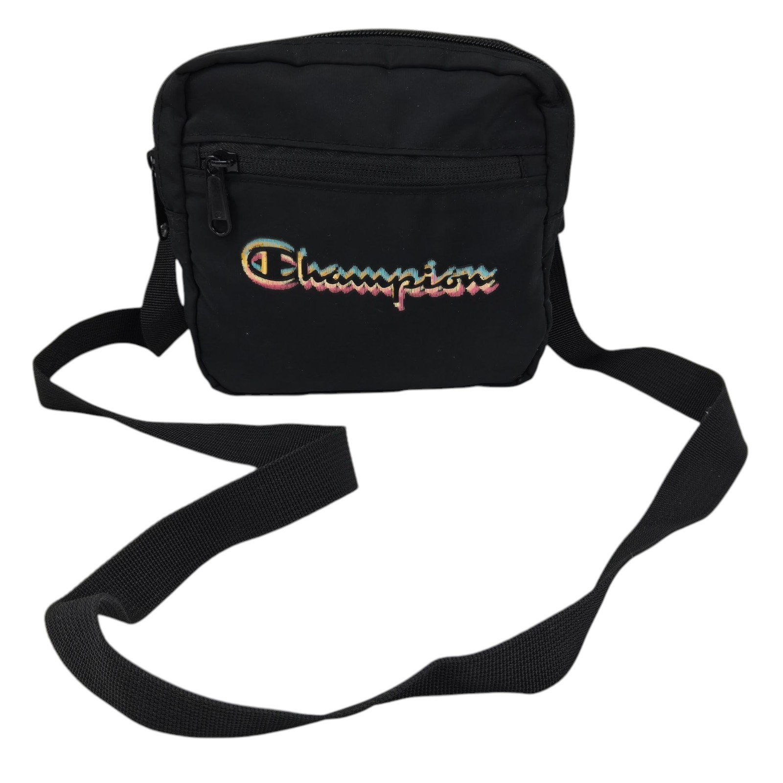 Champion Athletics Small Crossbody Bag Black w Colorful Logo Adjustable NWOT