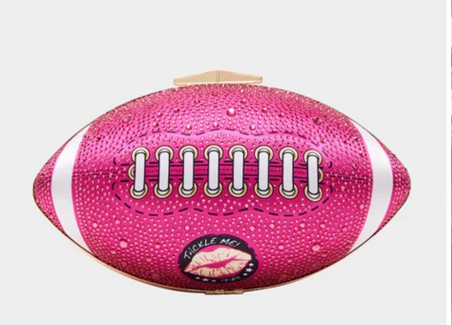 NWT Betsy Johnson Kitsch End Zone Football Rhinestone Clutch