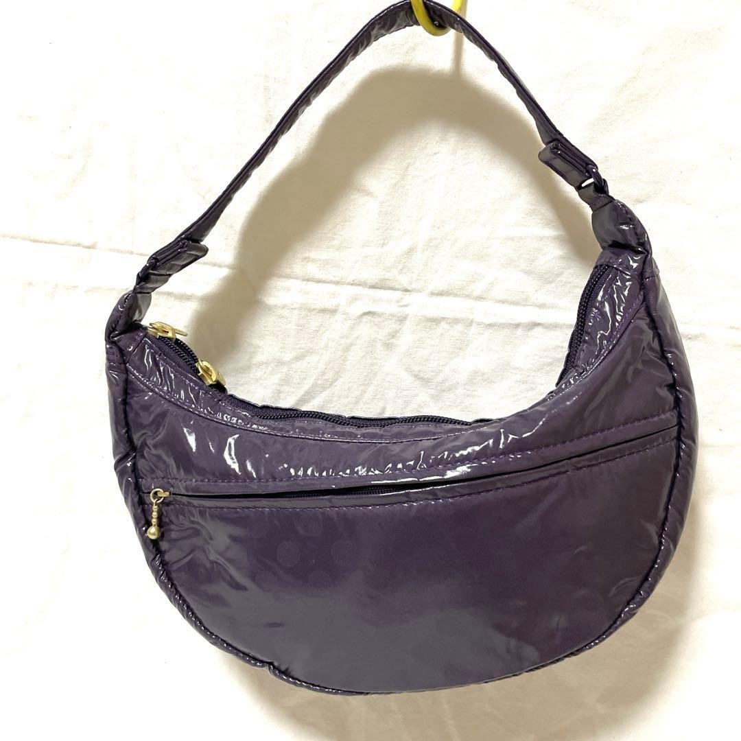 PORTER PORTERGIRL Half Moon Nylon Handbag Purple Hidden Dot Auth From Japan
