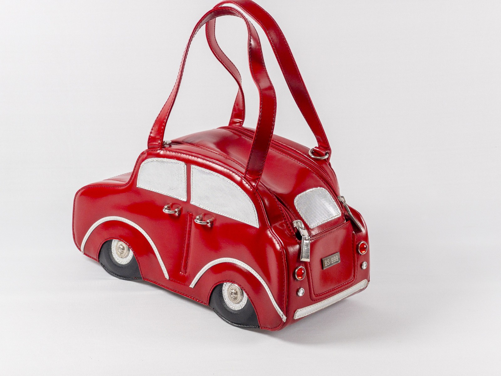 Red Fiat/Beetle Car Shaped Statement Purse Novelty Bag Crossbody Collectible
