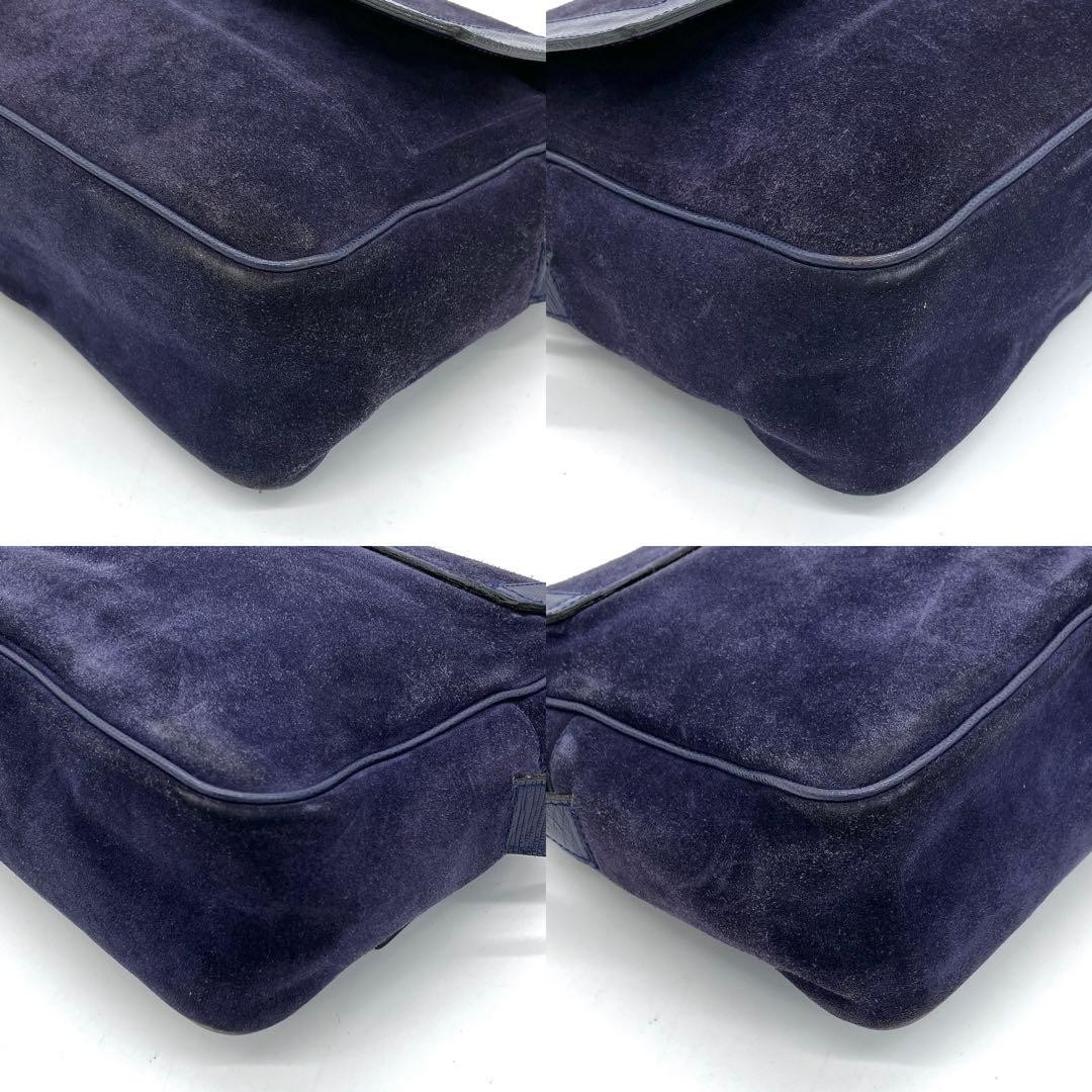 CELINE Circle Logo Shoulder Bag Suede Leather Purple Strap 120cm Authentic