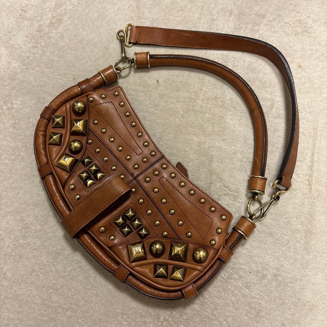 BURBERRY PRORSUM Sling Bag Studded Brown Authentic From Japan