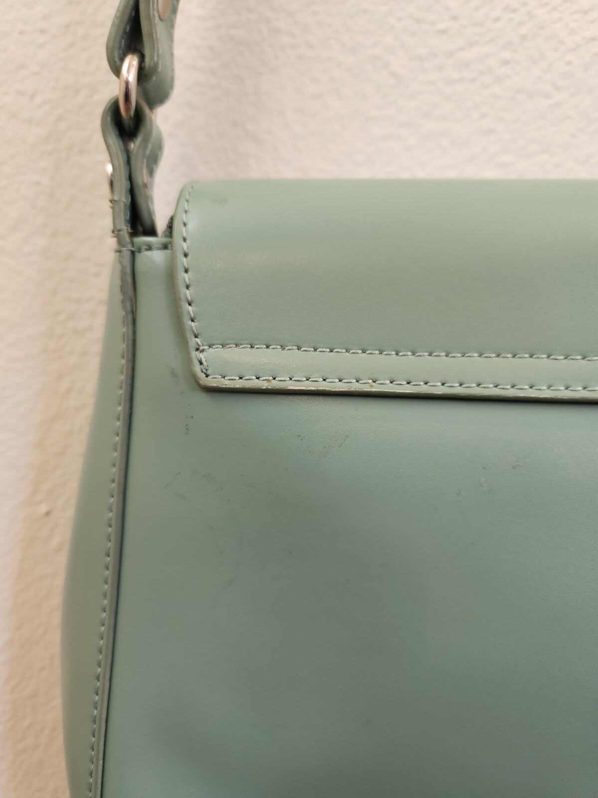 Vintage Lamarthe Paris Portofino Split Leather Crossbody Bag Purse Sage Teal