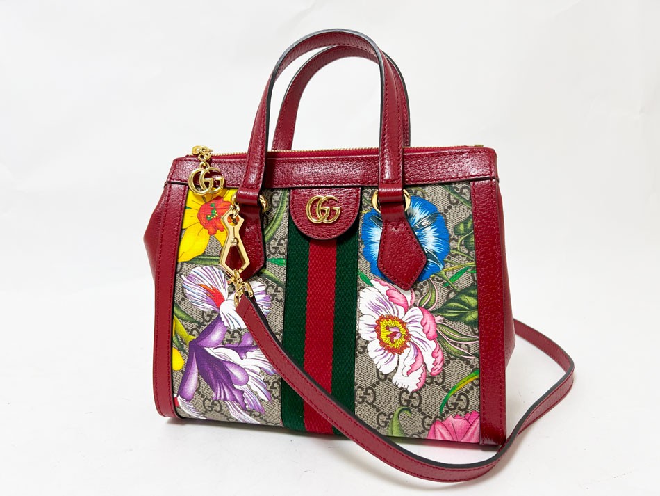 AUTH GUCCI 2WAY BAG PVC CANVAS LEATHER RED FLORA RED 547551 WOMEN’S F/S