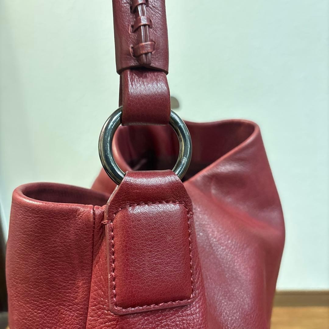 Tsuchiya Kaban Clarte Swing One Shoulder Bag Red Leather Auth