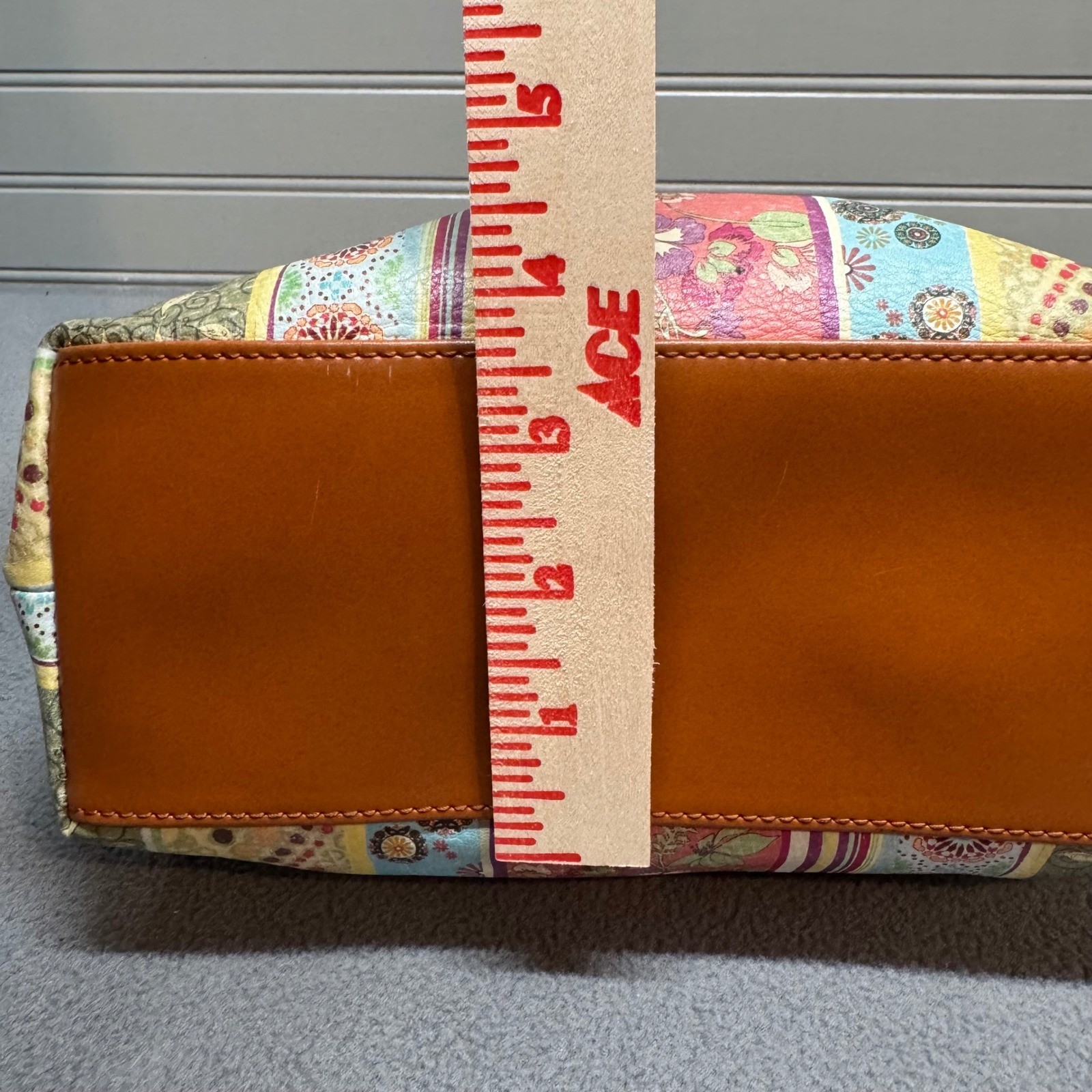 Fossil Satchel Floral Patchwork Leather Trim Bag Small Multicolor ZB7013 Boho