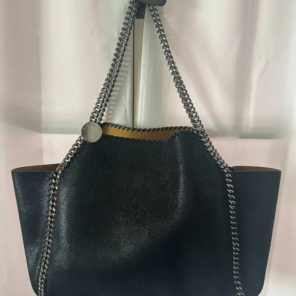 Stella McCartney Falabella Black Tote Bag Chain Strap Magnetic w/ Coin Purse