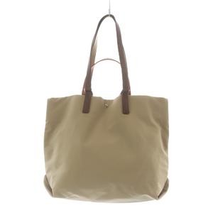 KEYUCA Beige Nylon Leather Tote Bag Ladies AB Condition 13x13x31.5cm