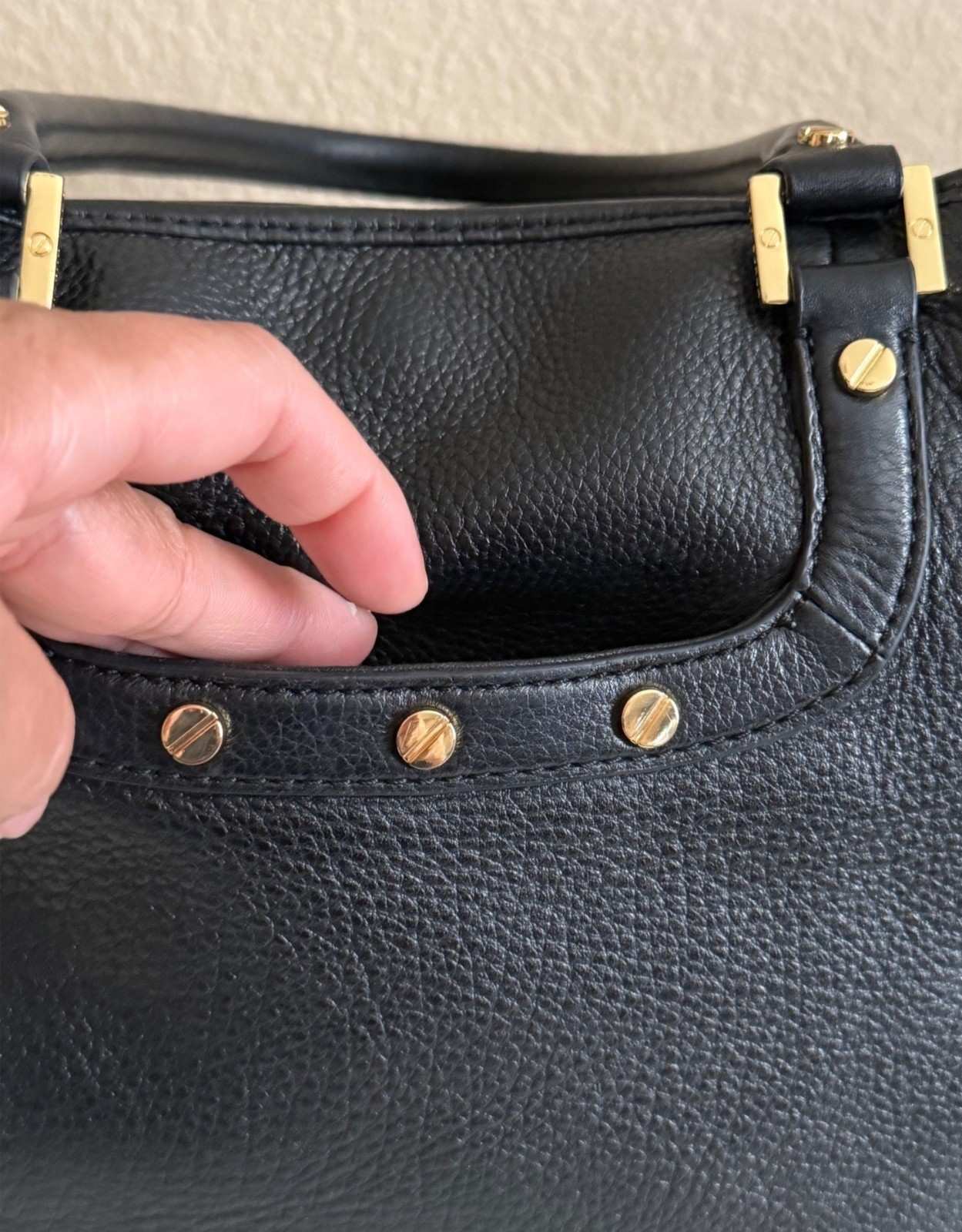 TORY BURCH Amanda Tote Bag Black Pebble Leather