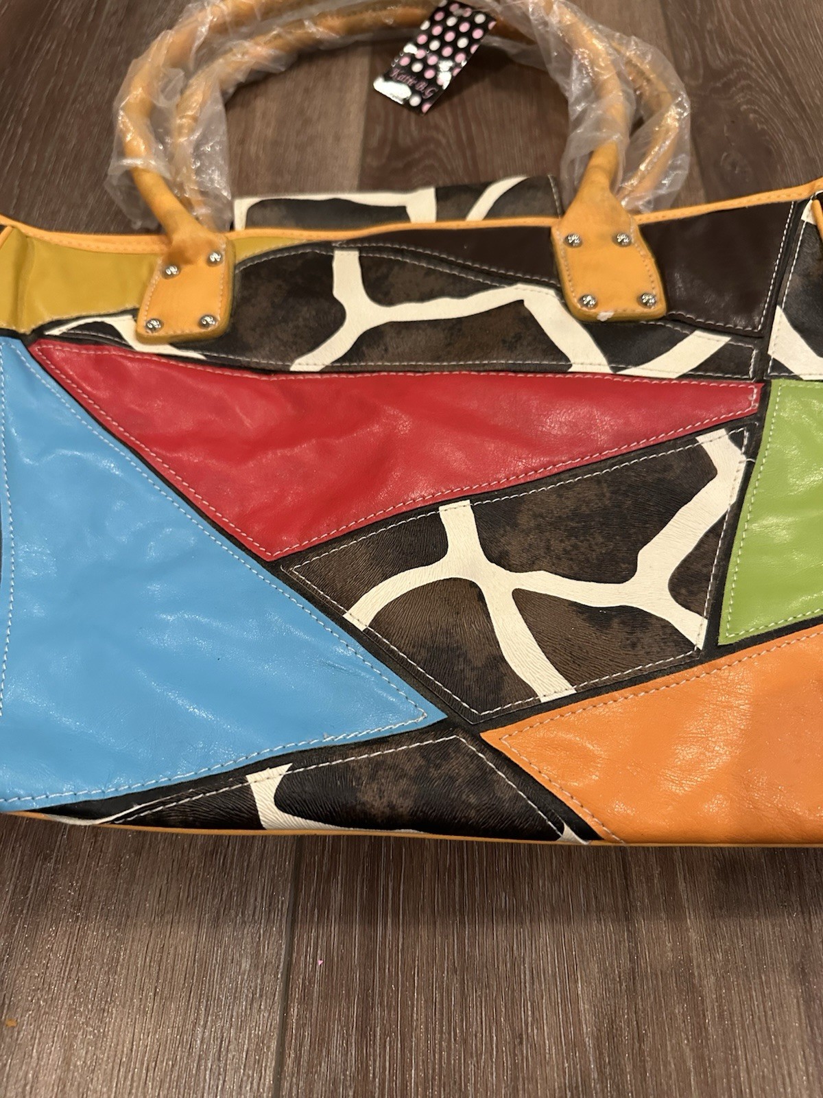 Faux Leather Patchwork Style Hobo Bag Giraffe Print Purse