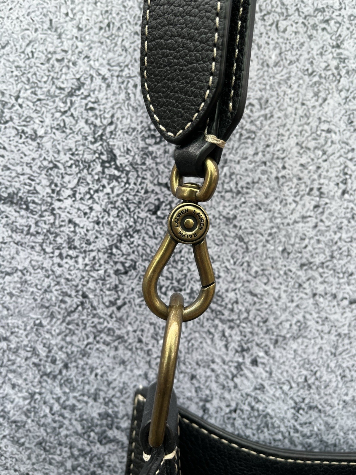 Lauren Ralph Lauren Black Pebbled Leather Crossbody Convertible Bag Millbrook
