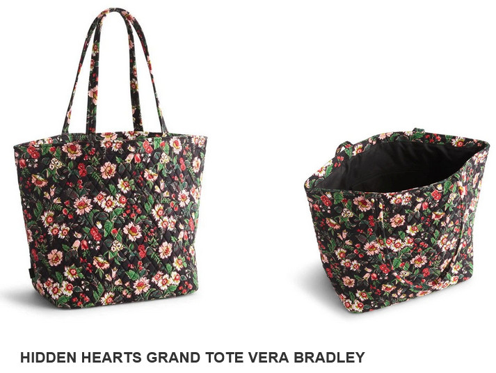 Hidden Hearts LARGE Grand Tote Travel Work School NEW Vera Bradley