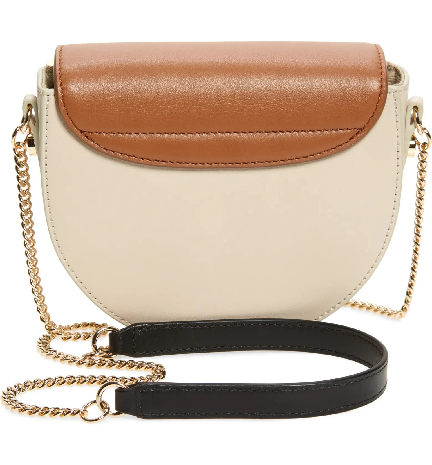 See by Chloé X8004 Womens Cement Beige Mara Leather Saddle Bag 7x6x2.75 in