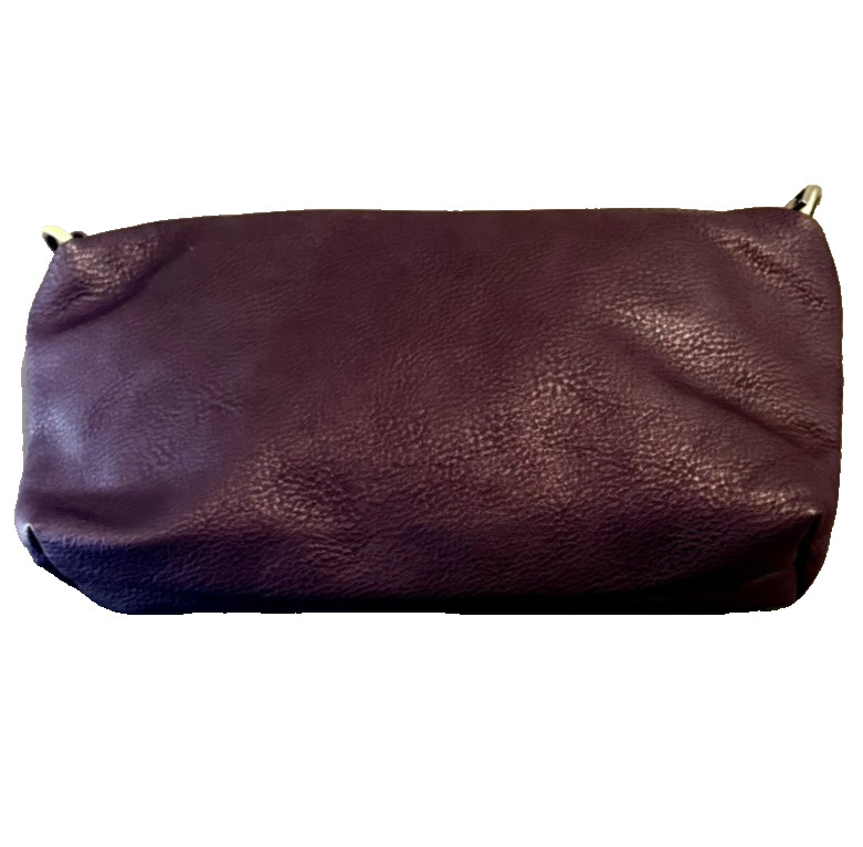 Joy Susan Zip Cosmetic Bag Eggplant Purple Vegan Leather No Strap 6×2.5×10.5 in
