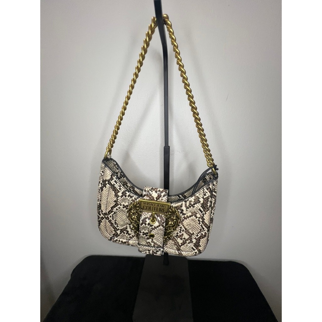 Versace Jeans Couture Snake Print Gold Chain Shoulder Bag 71VA4BF5 NWT