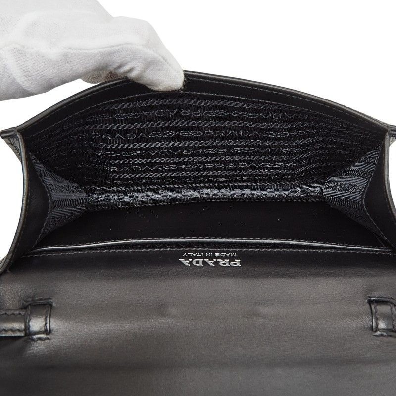 PRADA Sidonie Leather Shoulder Bag Black Pink Authentic Italy