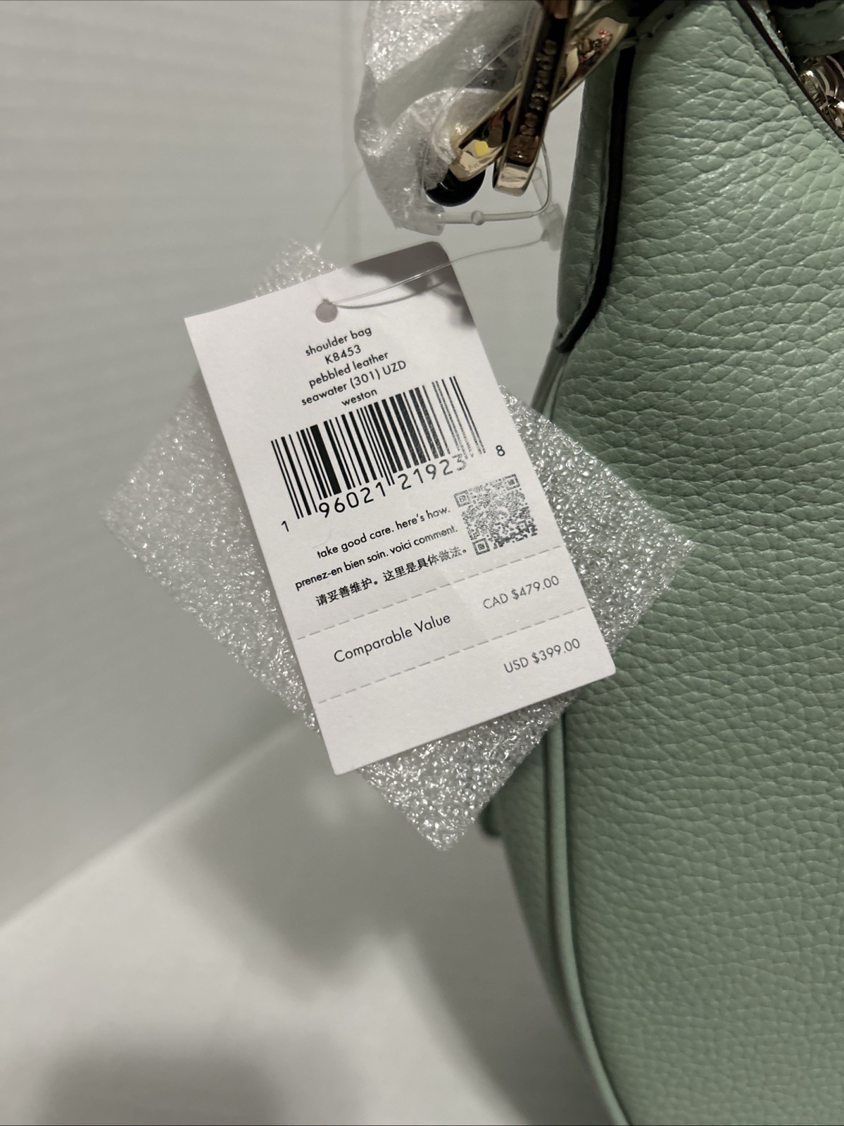 kate spade K8453 pebbeled leayher seawater shoulder bag weston
