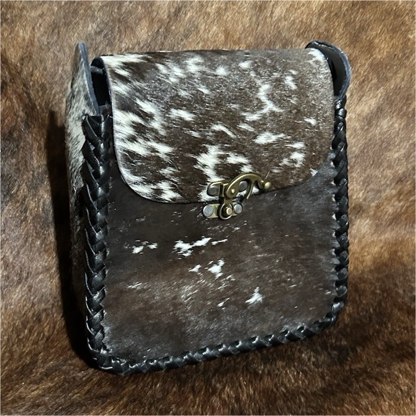 Women’s Western Animal Print Crossbody Bag Brown/White Gold Buckle Strap