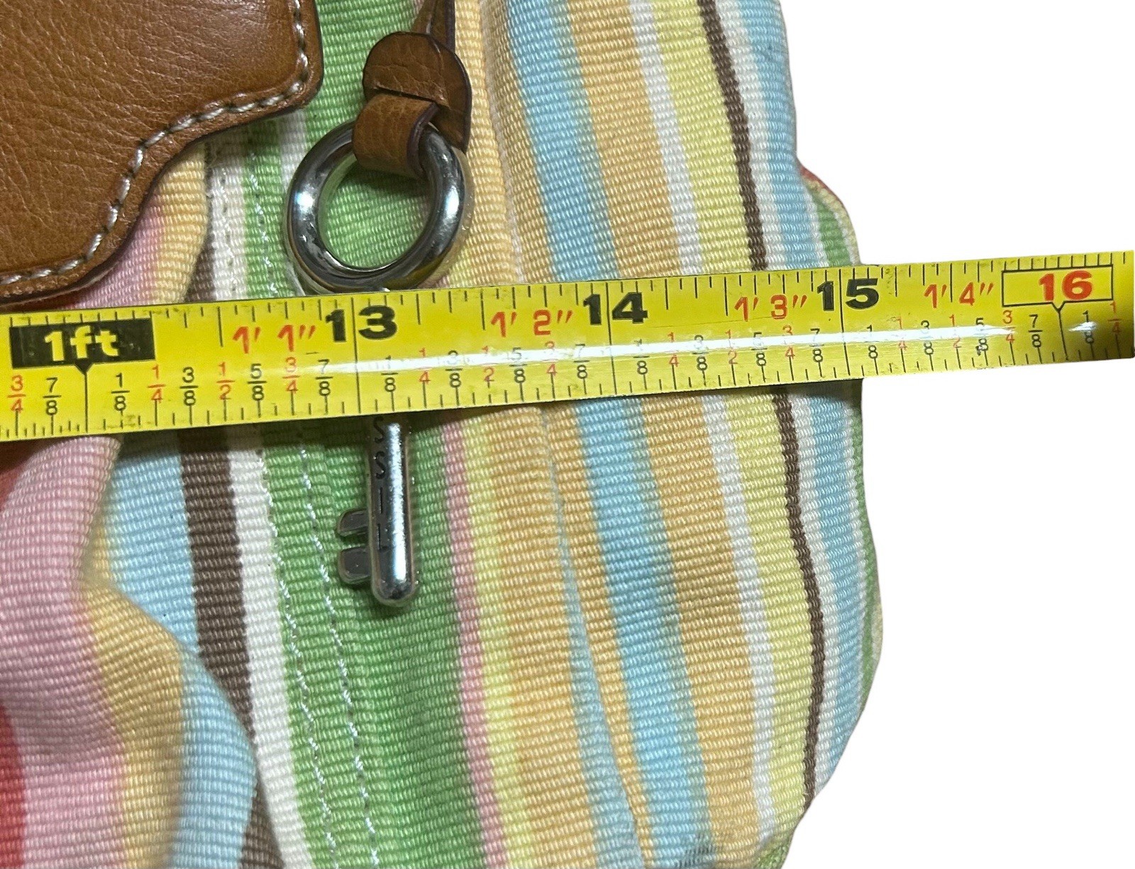 Vintage Fossil 1954 Canvas Striped Purse Women’s Shoulder Hand Bag Multicolor