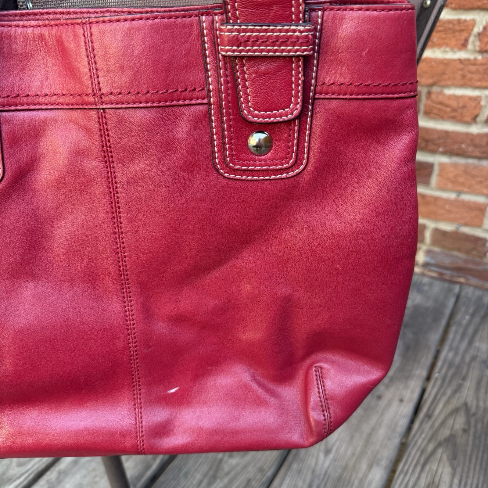 Coach LARGE F13732 Vintage Red Soho Y2K Pleated Leather Shoulder Bag