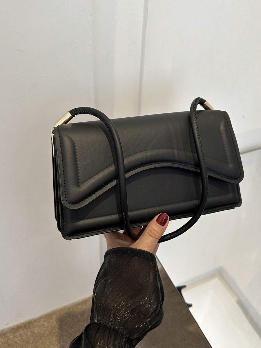 Vintage Asymmetrical Flap Shoulder Bag Women Elegant Old Money Square Tote