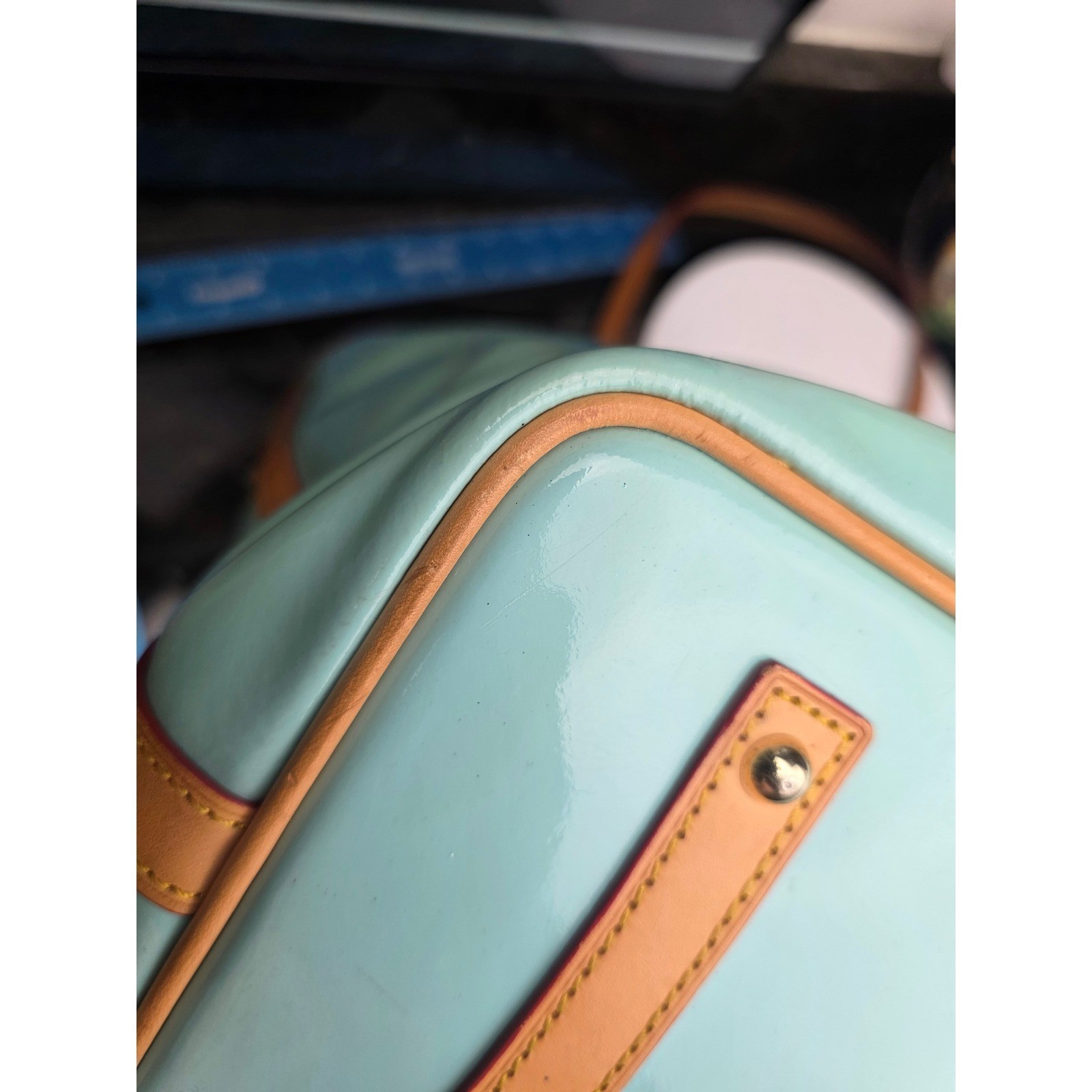 Dooney & Bourke Flynn Tote Large Celery Green Patent Leather Shoulder Bag Purse