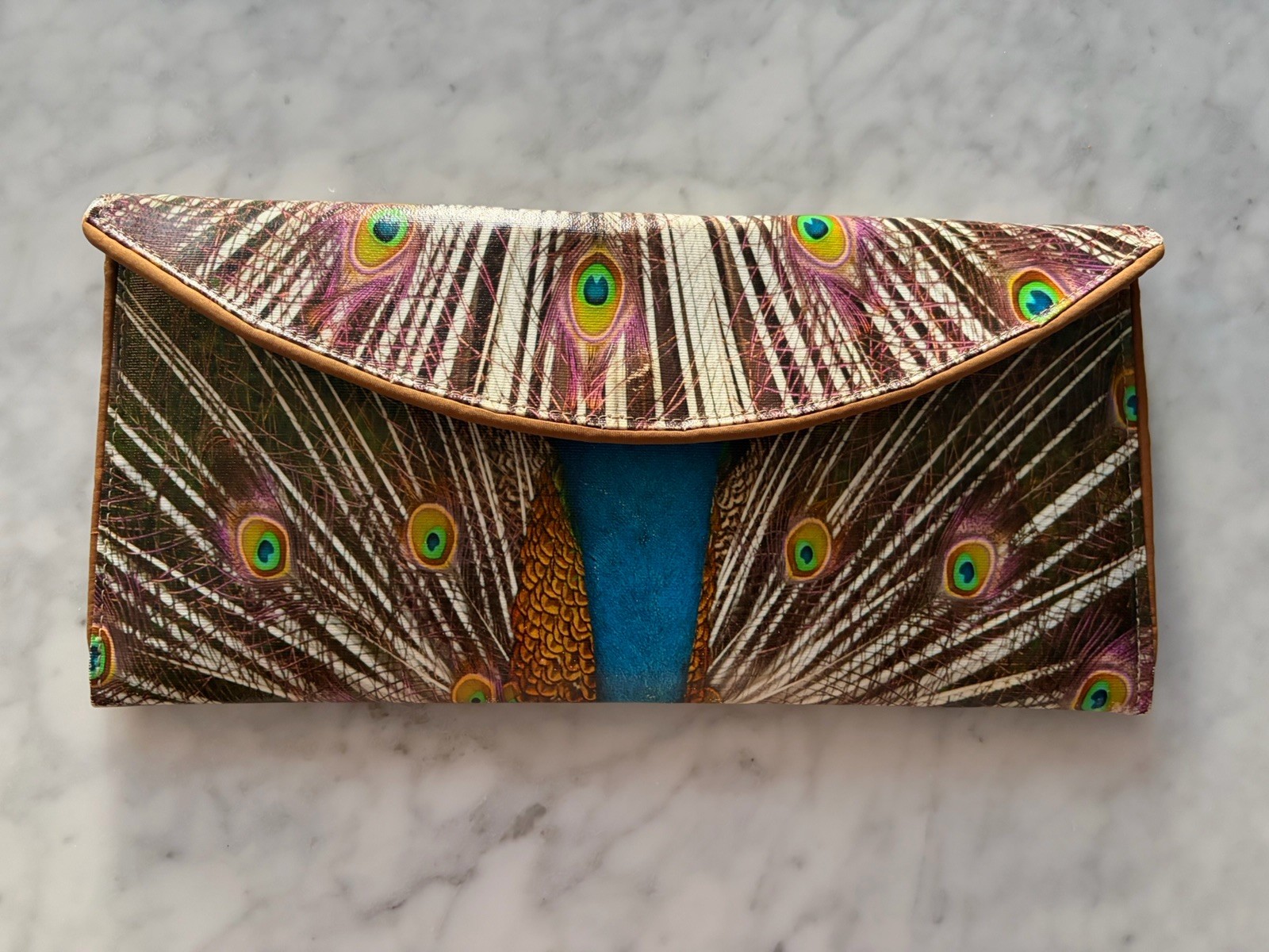 Kent Stetson Peacock Crossbody Clutch Handbag