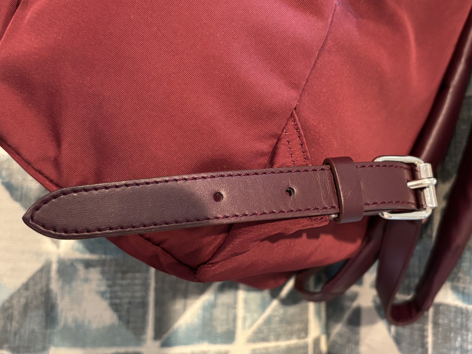 STELLA MCCARTNEY Falabella Backpack Burgundy Nylon Chain Trim Designer Bag