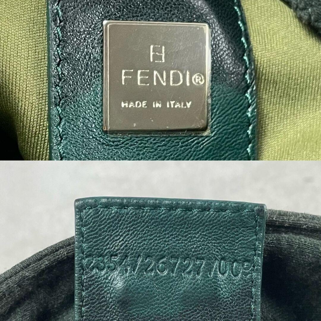 Fendi Mamma Baguette Jersey Shoulder Bag Green Knit Y2K Italy 11.8in