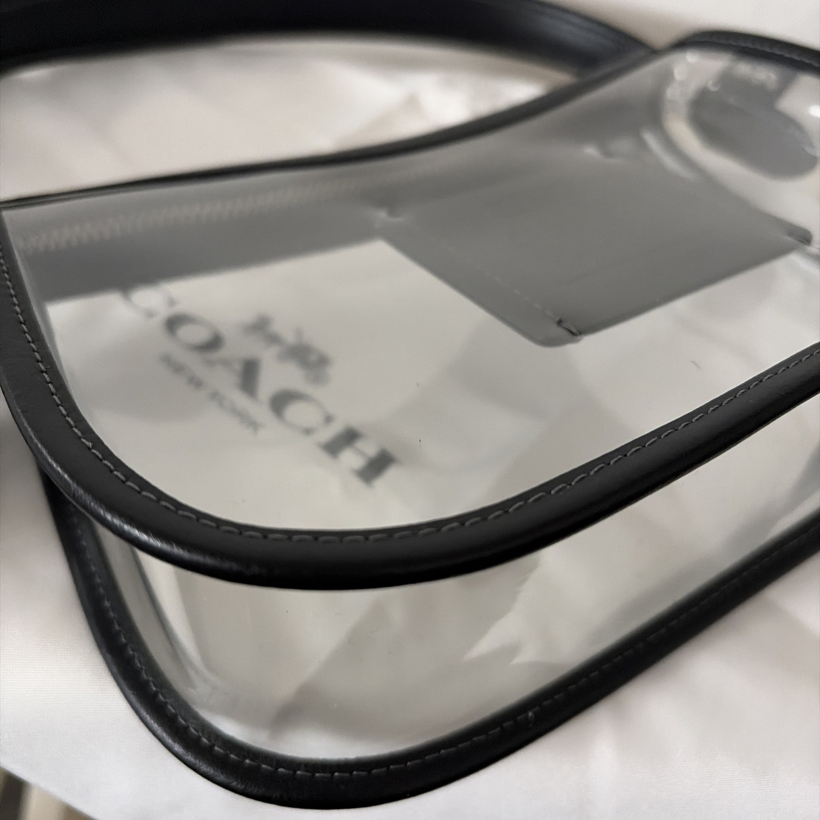 Coach Stadium Swinger Clear PVC Shoulder Crossbody Bag Black CBH13