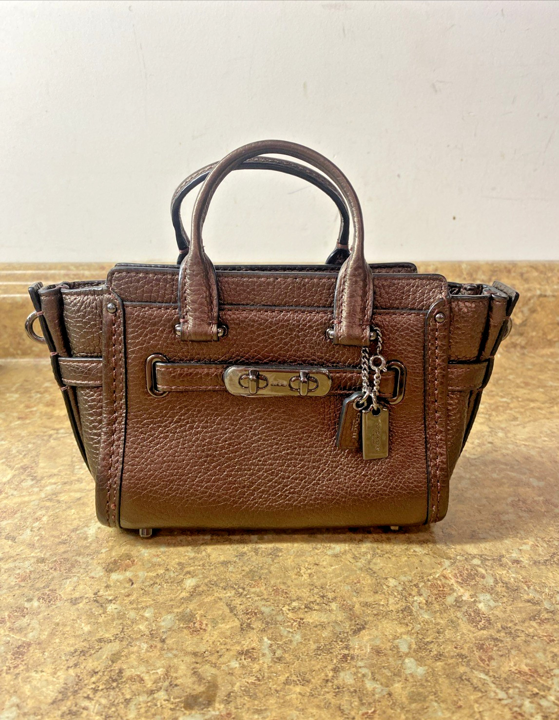Coach Swagger 15 Pebble Leather Mini Satchel w/ Shoulder Strap Free Shipping