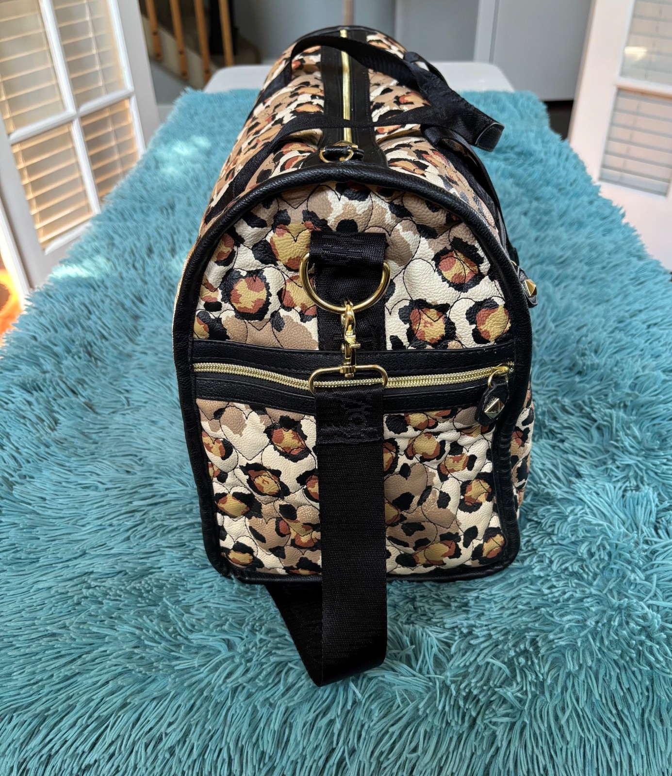NWT Betsey Johnson Duffle Bag, Cheetah Leopard Animal Print, Faux Leather