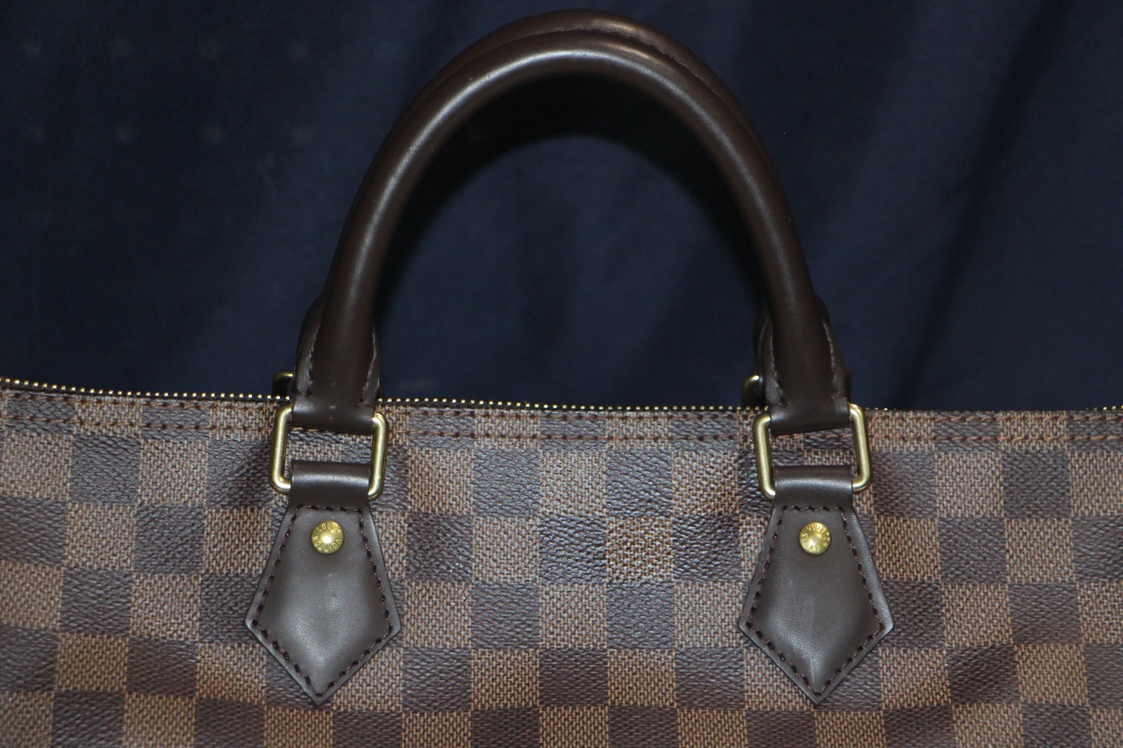 Louis Vuitton Speedy 35 Damier Ebene Brown Canvas Satchel Bag