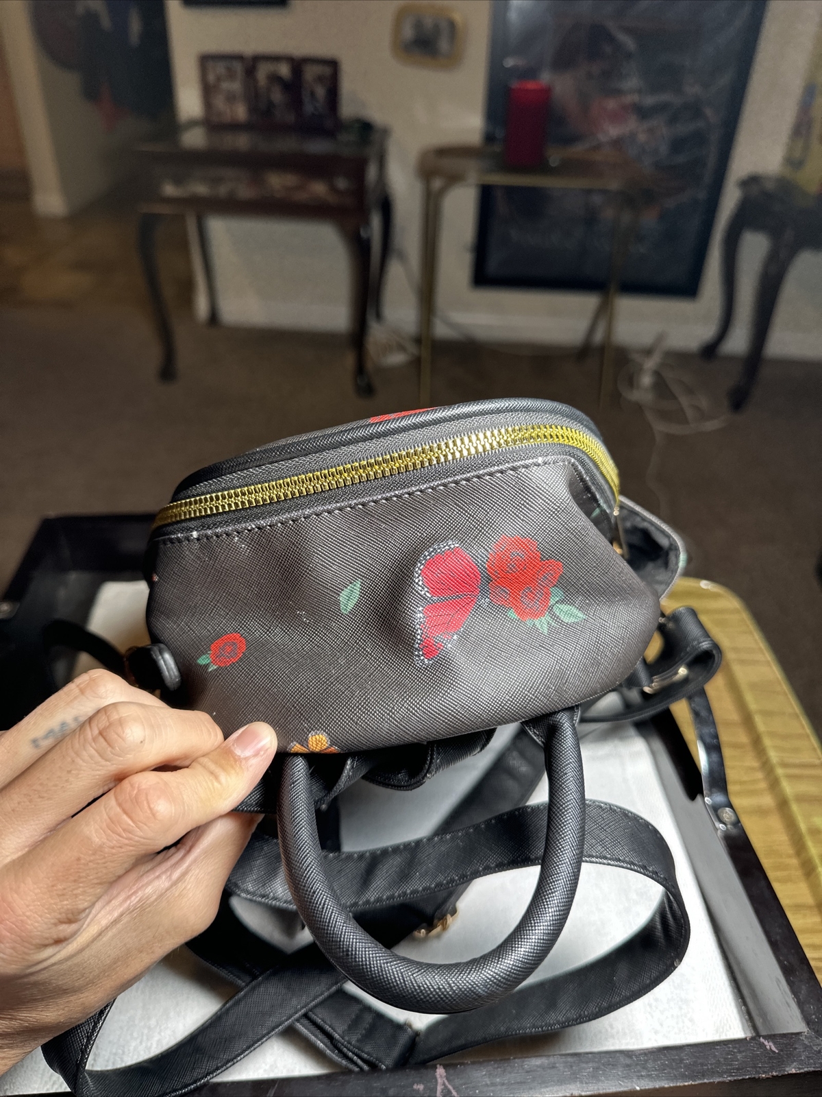 Mini Backpack Butterflies Print In Excellent Condition RARE Beauty Handbag