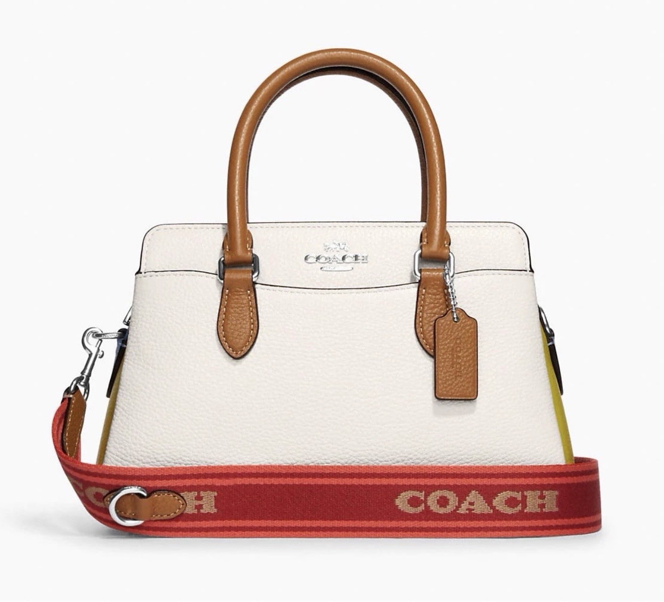 Coach colorblock pebbled satchel detachable adjustable strap