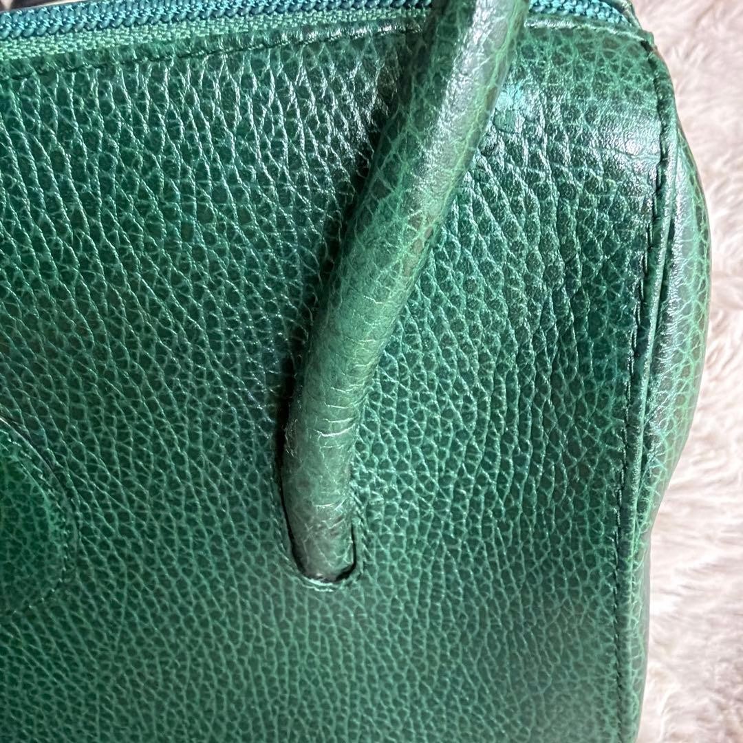 Must de Cartier Authentic Green Handbag Leather Tote 2C Zip w/ Dust bag, Card