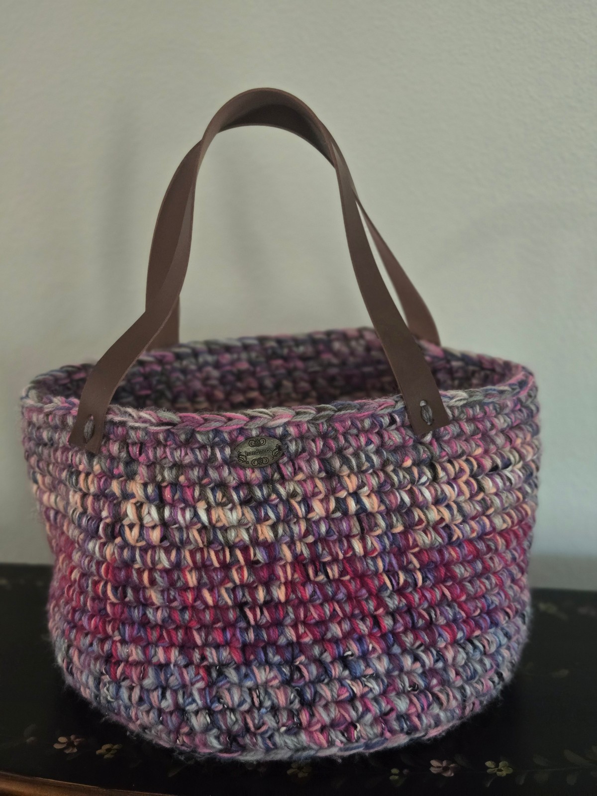 Handmade Crochet Large Multicolor Boho Basket/Tote Bag