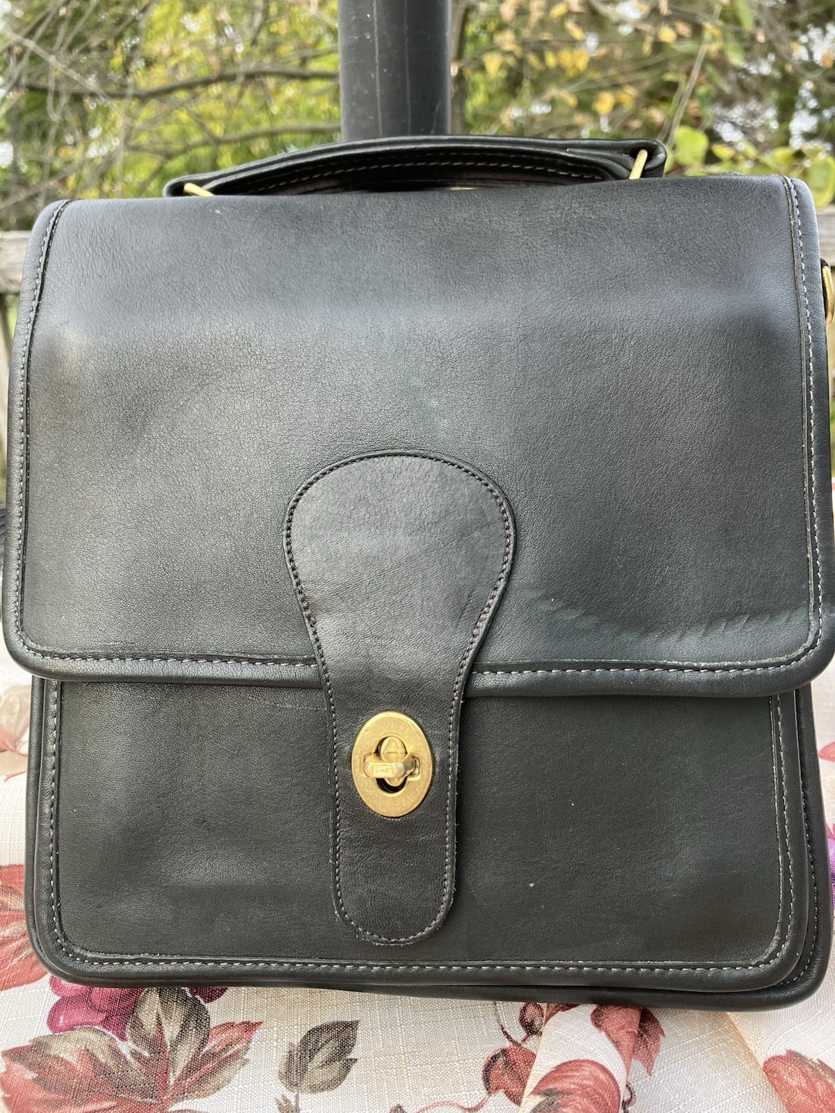 Vintage Coach 5130 RARE Green Station Bag Shoulder Pouch Large