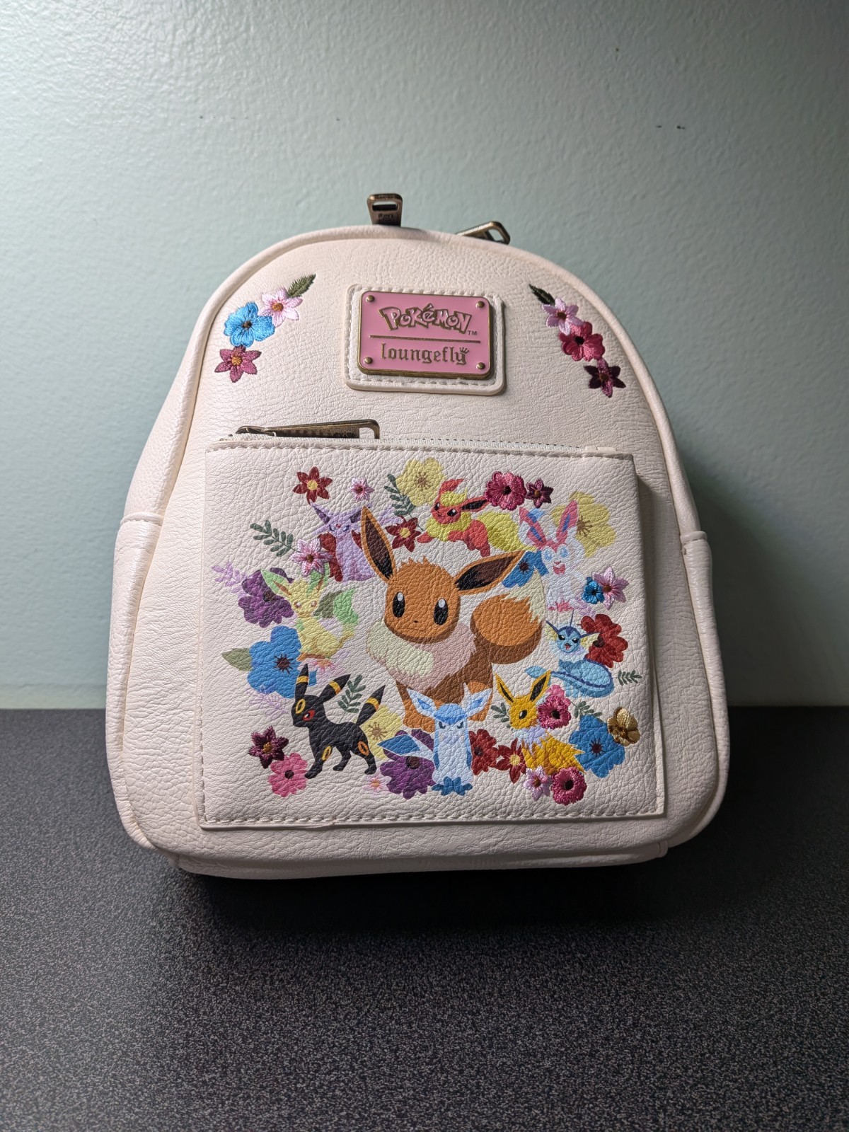 Pokemon Loungefly Eevee Evolutions Eeveelutions Floral Embroidered Mini Backpack