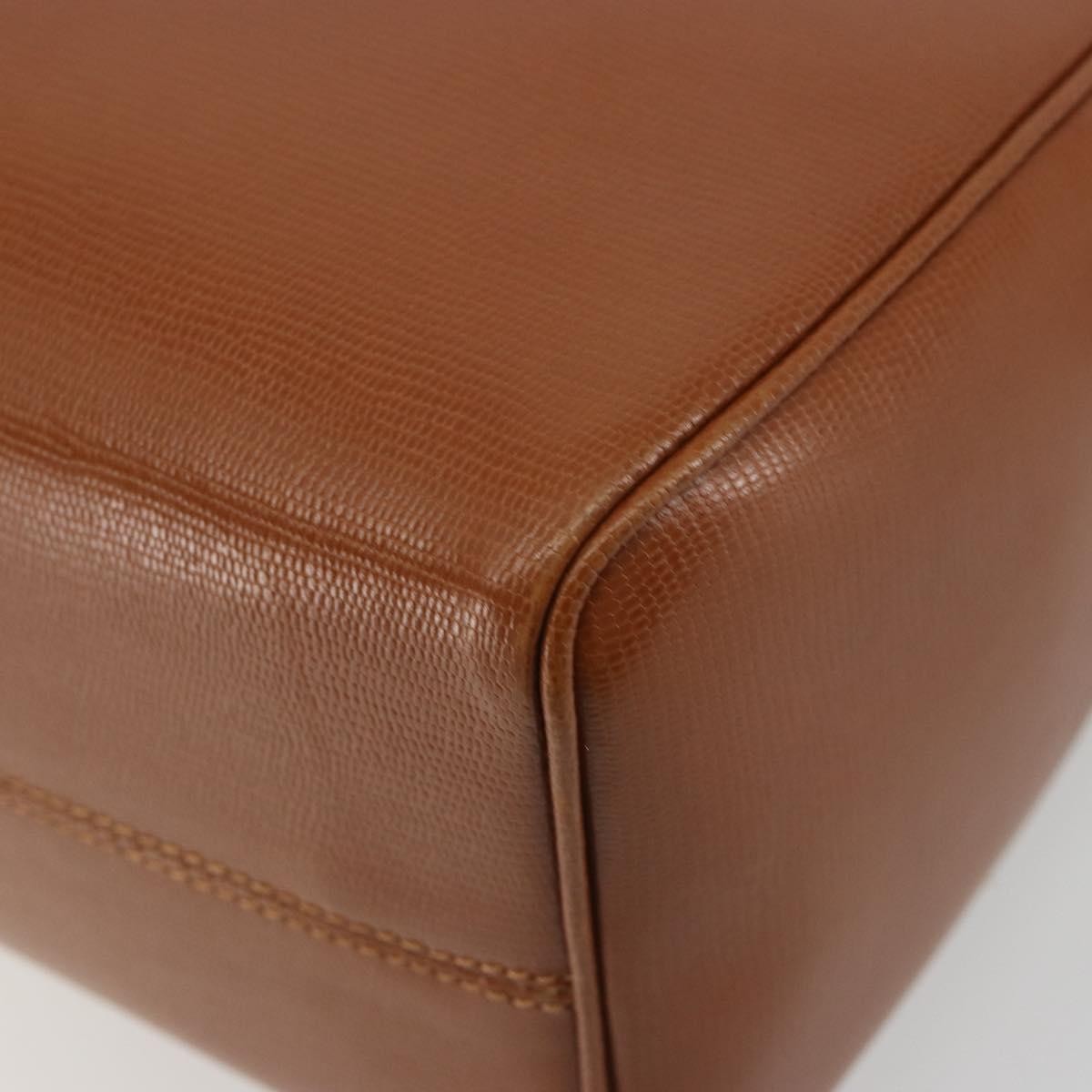 CELINE Circle Shoulder Bag Leather Brown Gold Auth 196309