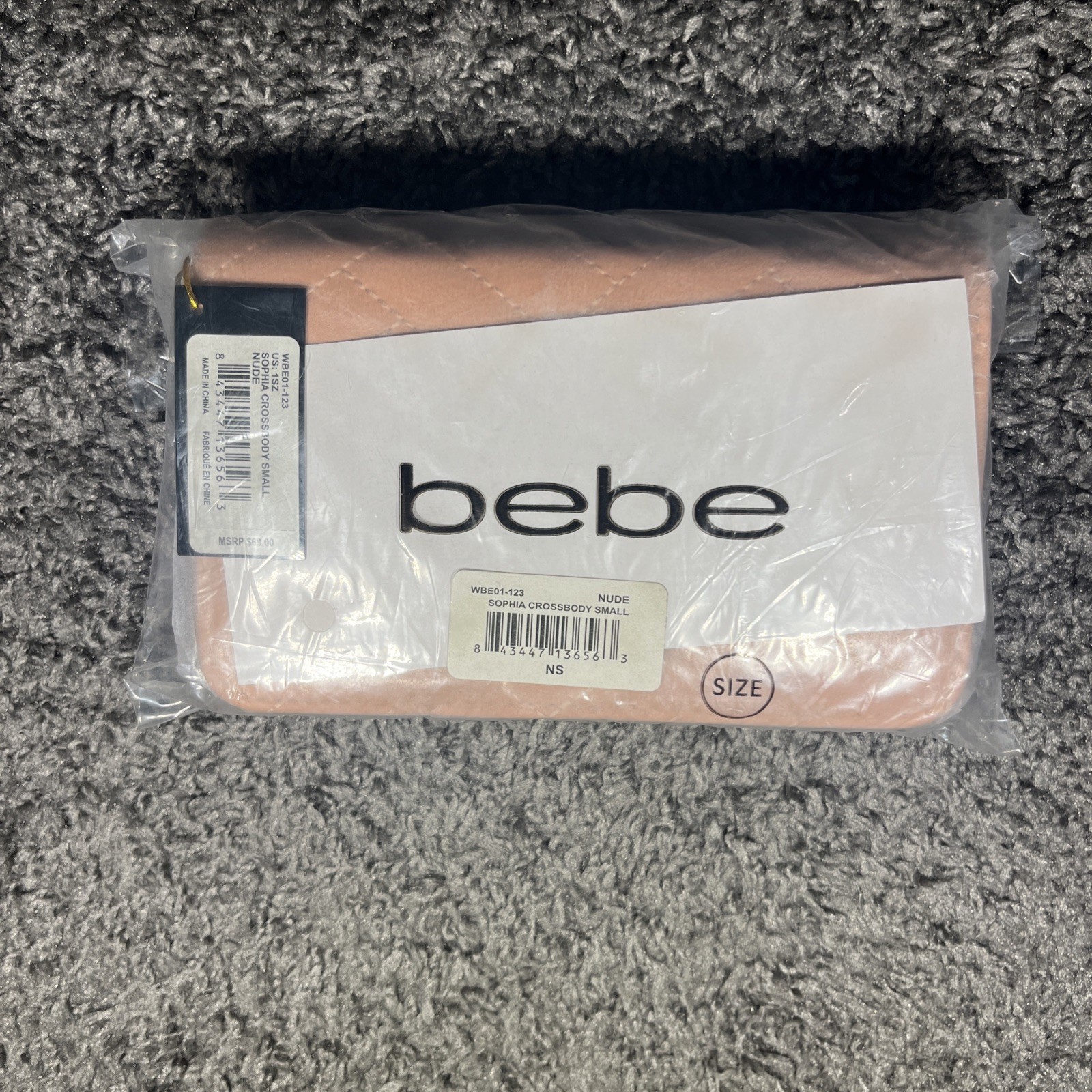 BEBE Sophia Crossbody Quilted Bag Purse Nude with Gold Chain NWT MSRP $69