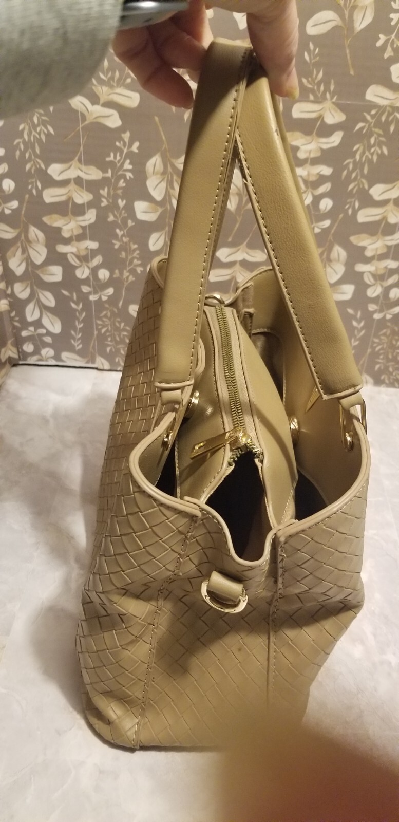 crossi Newyork handbag Weave Texture 3 Compartmentalized Zipper — w/o Strap