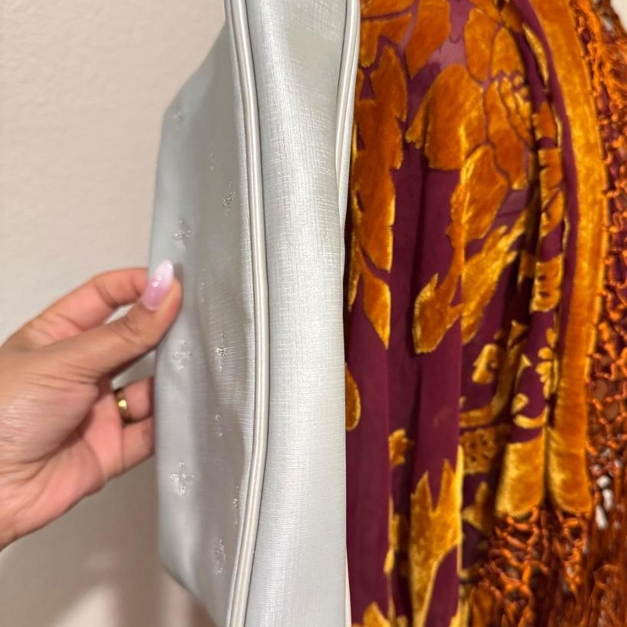 Vintage 2000s Y2K silver cross embroidered mini shoulder bag silver hardware