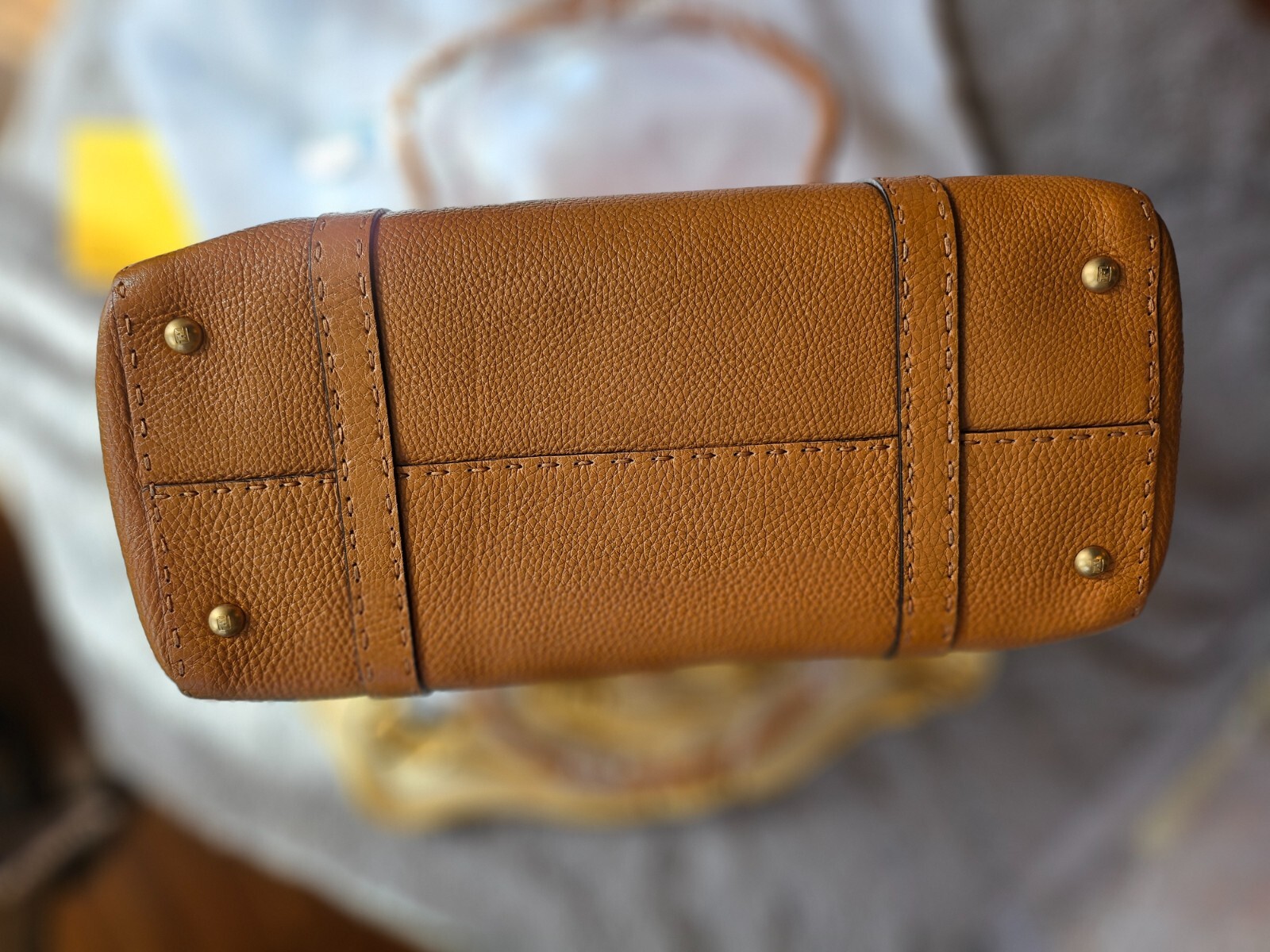 $3K FENDI Large Selleria Linda Bag, orange brown, NEW