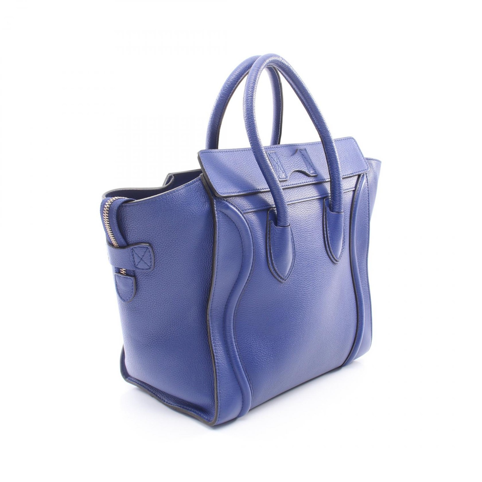 CELCeline 189703 Phantom Royal Blue Grained Leather Tote Matching Blue Lining