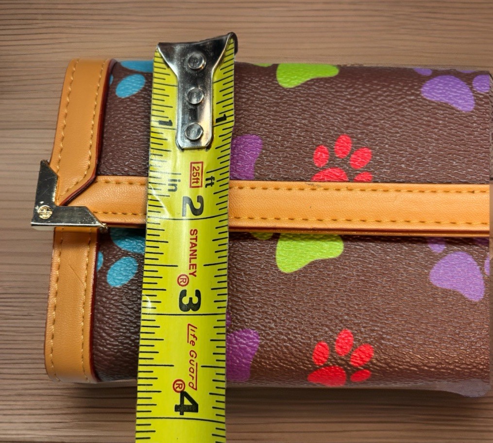 Brown Paw Print Animal Rescue Site Faux Leather Handbag Flaws & Trifold Wallet