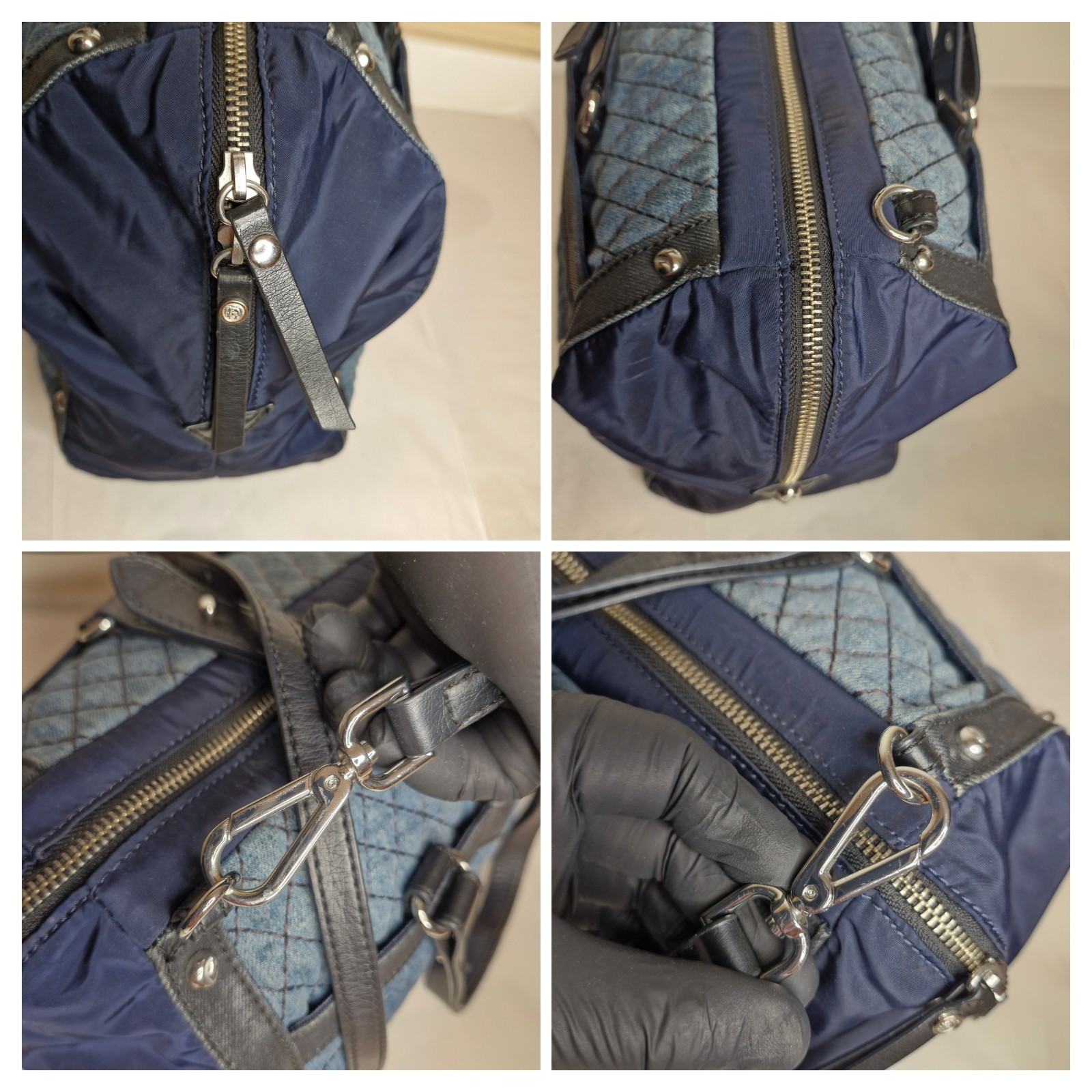 Diesel Excellent Condition Blue Denim Leather & Nylon Adjustable Strap Clean Bag