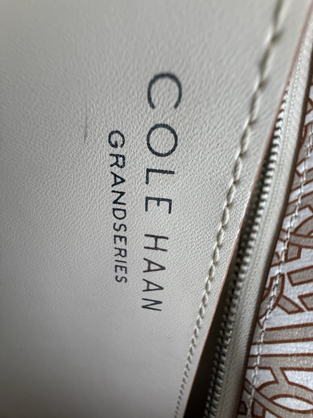 Cole Haan Grand Series Monogram Tote Bag Ivory Tan Shoulder Shopper Large