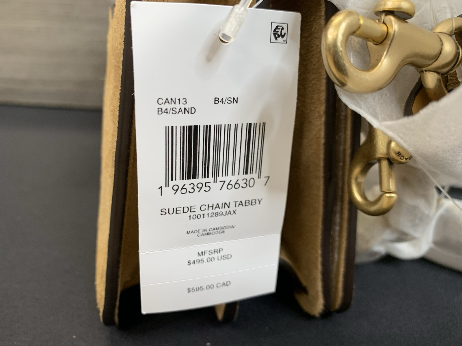 Coach Chain Tabby Shoulder/Hand Bag(B4/SAND) Sued Chain Tabby. New!